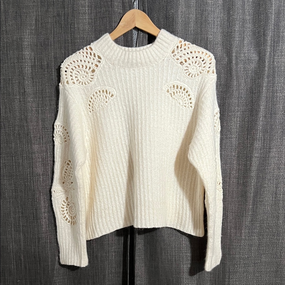Alpaca Wool Blend Crochet Sweater size large